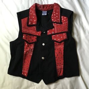 Black Jean With Red Bandana Vest | Poshmark